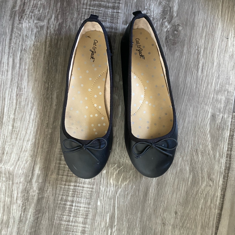 Cat & Jack Black Ballet Flats Shoes Girls Size 1